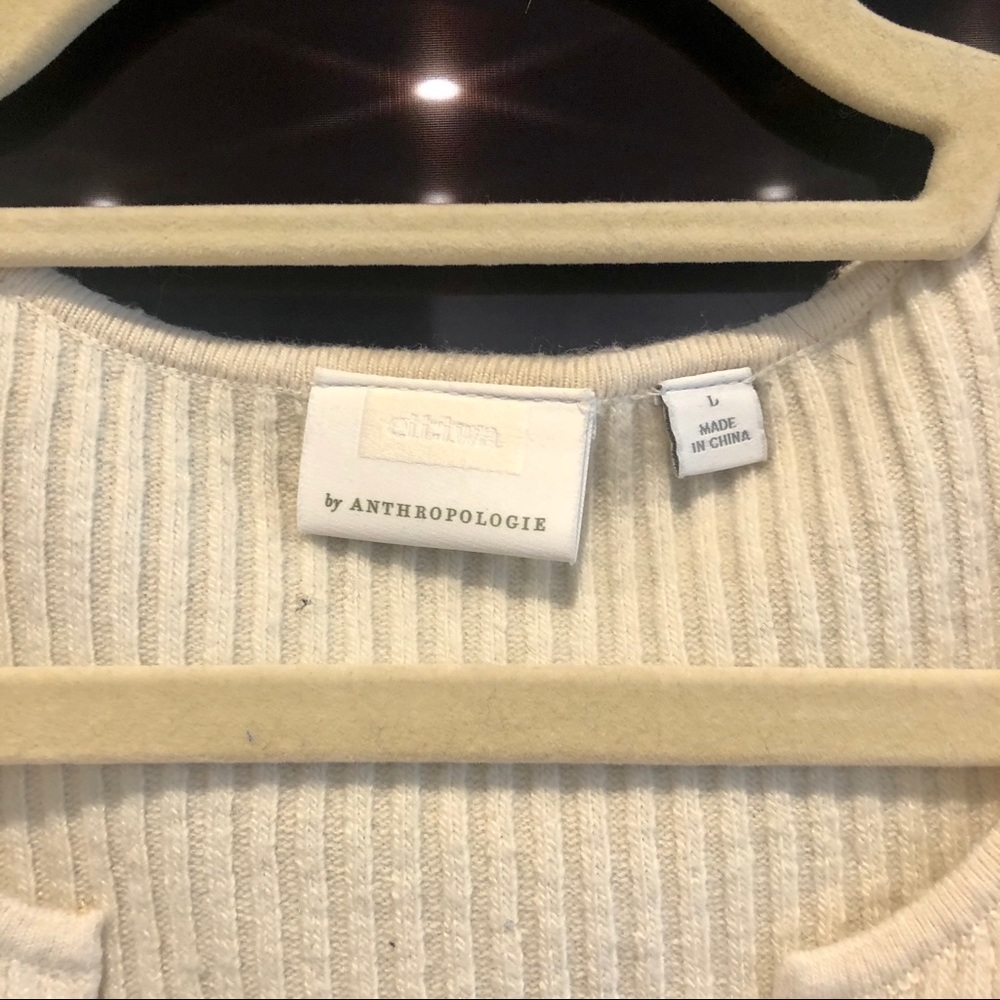 NWOT ANTHROPOLOGIE CREAM V-NECK TUNIC SIZE L - Picture 3 of 5